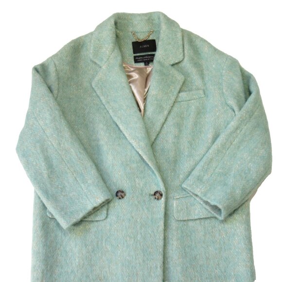 NWT J.Crew Relaxed Topcoat in Wintermint Italian Brushed Wool Blend Coat M - Picture 5 of 8